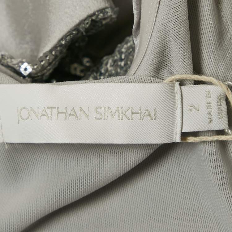 Pre Owned Jonathan Simkhai Silver One Shoulder Sequin Midi Dress S