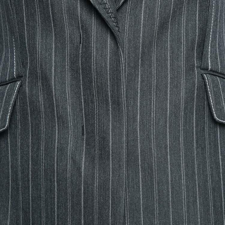 Pre Owned Jonathan Simkhai Charcoal Grey Pin Stripe Wool Blend Pants Suit S