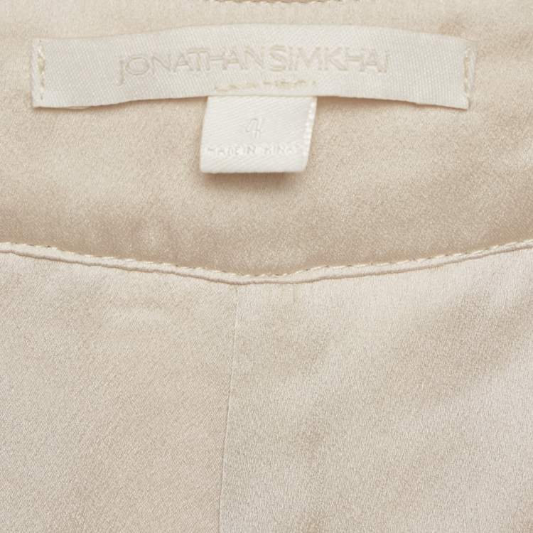 Pre Owned Jonathan Simkhai Gold Sequin Waist Tie-Up Belt Detail Trousers S