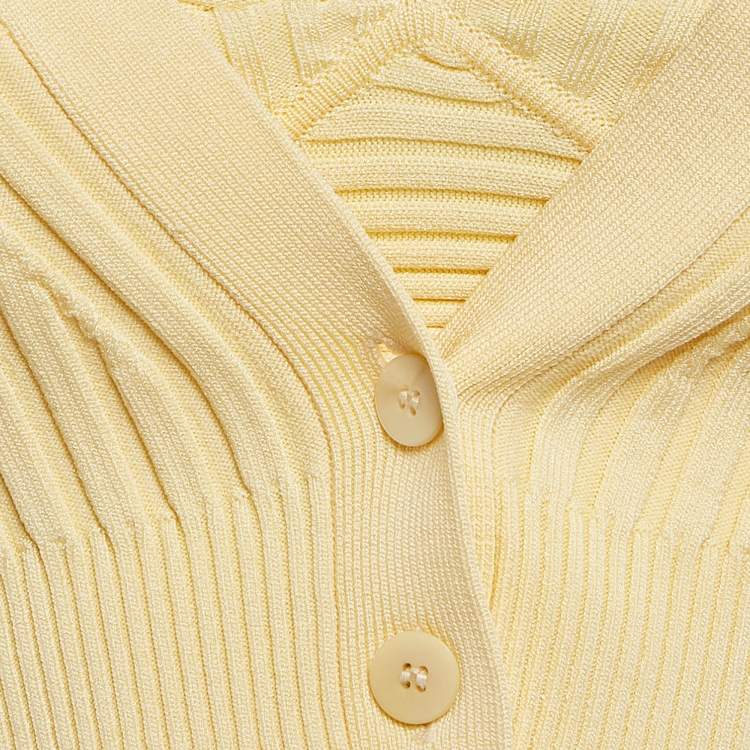 Pre Owned Jonathan Simkhai Yellow Rib Knit Cardigan and Top Set XS/S