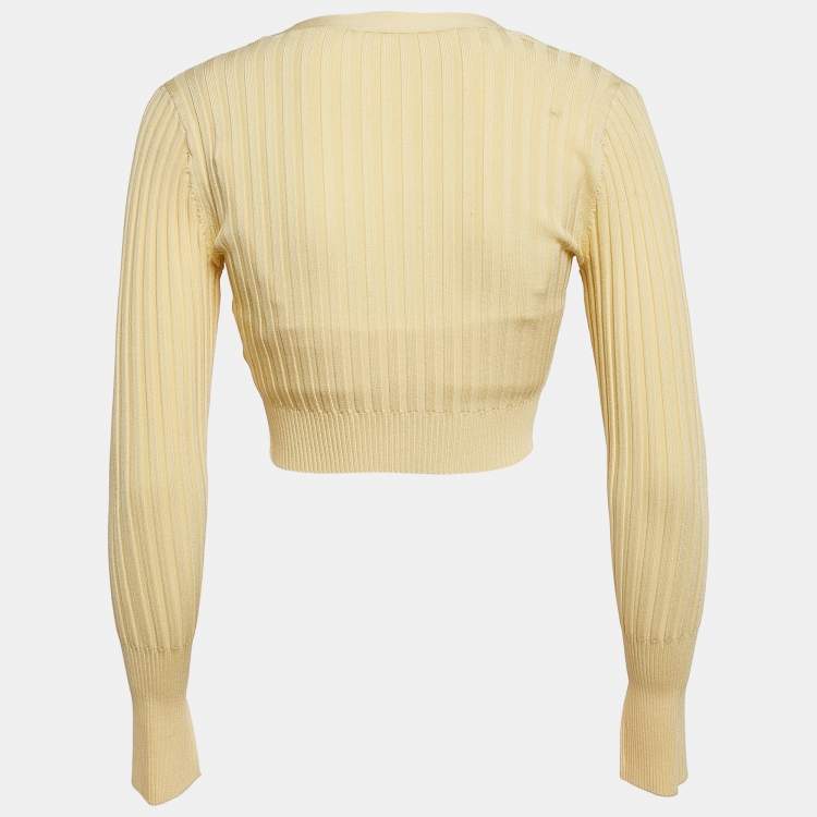 Pre Owned Jonathan Simkhai Yellow Rib Knit Cardigan and Top Set XS/S