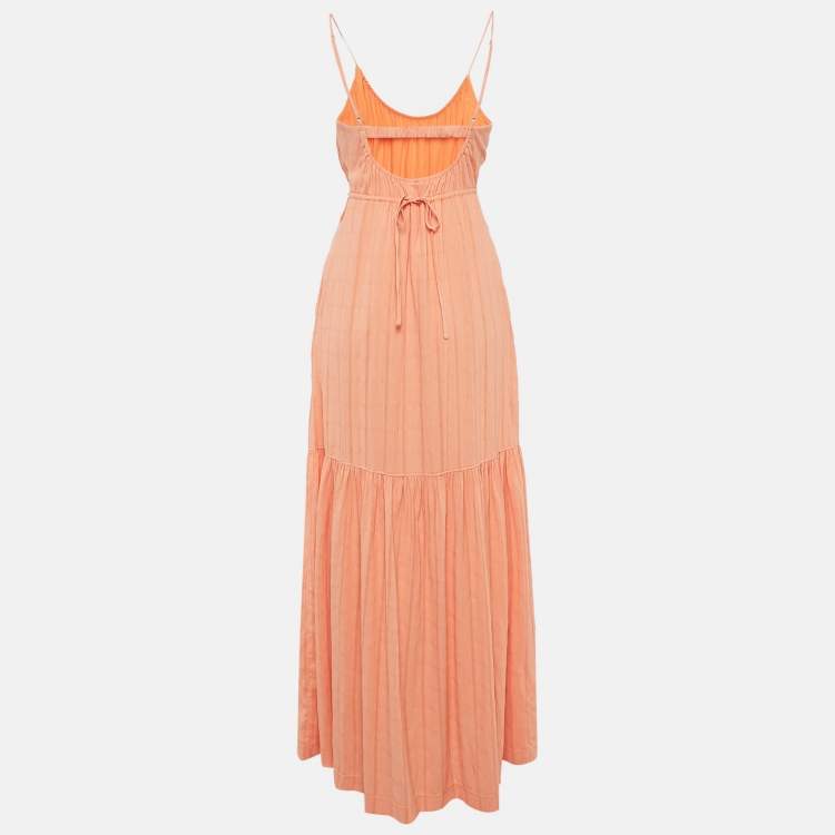 Pre Owned Jonathan Simkhai Swim Orange Cotton Blend Sleeveless Maxi Dress S
