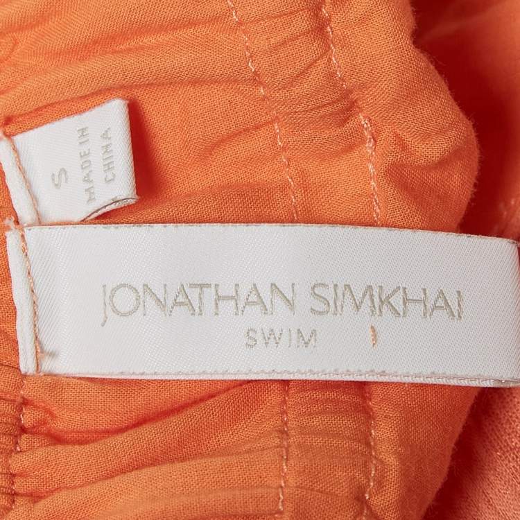 Pre Owned Jonathan Simkhai Swim Orange Cotton Blend Sleeveless Maxi Dress S