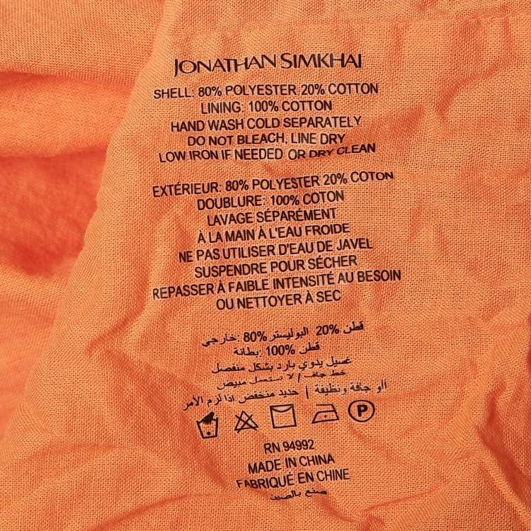 Pre Owned Jonathan Simkhai Swim Orange Cotton Blend Sleeveless Maxi Dress S