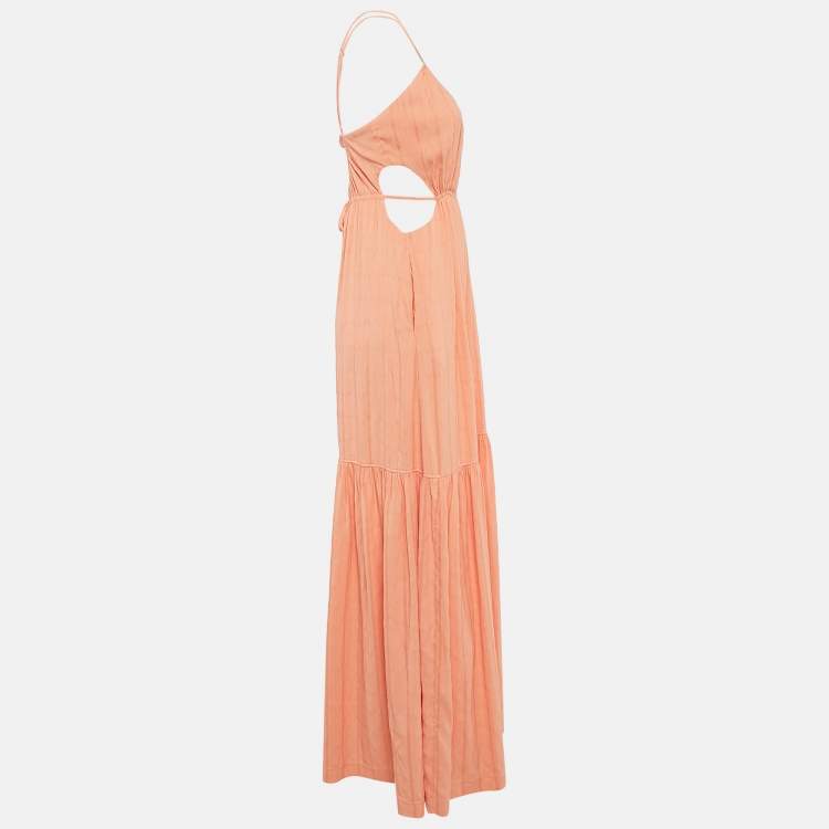 Pre Owned Jonathan Simkhai Swim Orange Cotton Blend Sleeveless Maxi Dress S