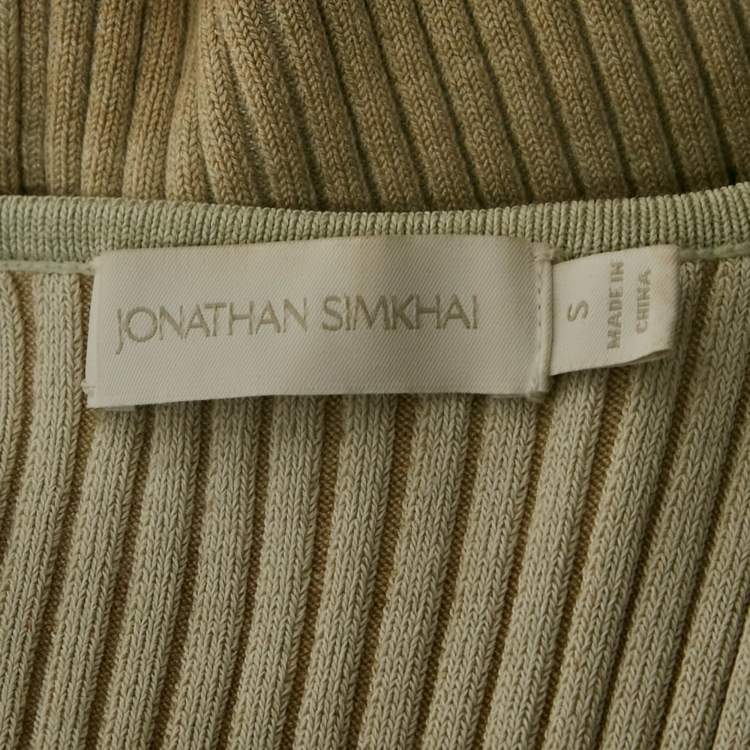 Pre Owned Jonathan Simkhai Grey Rib Knit Cut-Out Midi Dress S