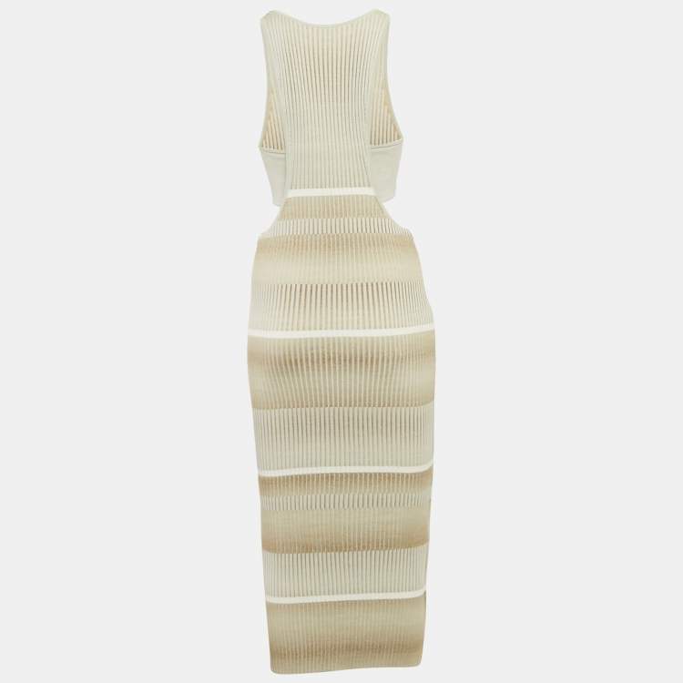 Pre Owned Jonathan Simkhai Grey Rib Knit Cut-Out Midi Dress S