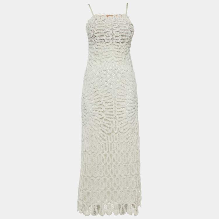 Pre Owned Jonathan Simkhai White Lace Cage Crochet Elise Dress XS