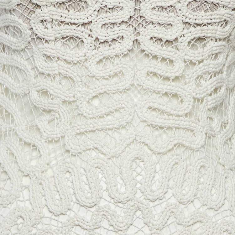 Pre Owned Jonathan Simkhai White Lace Cage Crochet Elise Dress XS