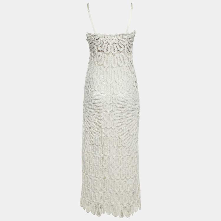 Pre Owned Jonathan Simkhai White Lace Cage Crochet Elise Dress XS