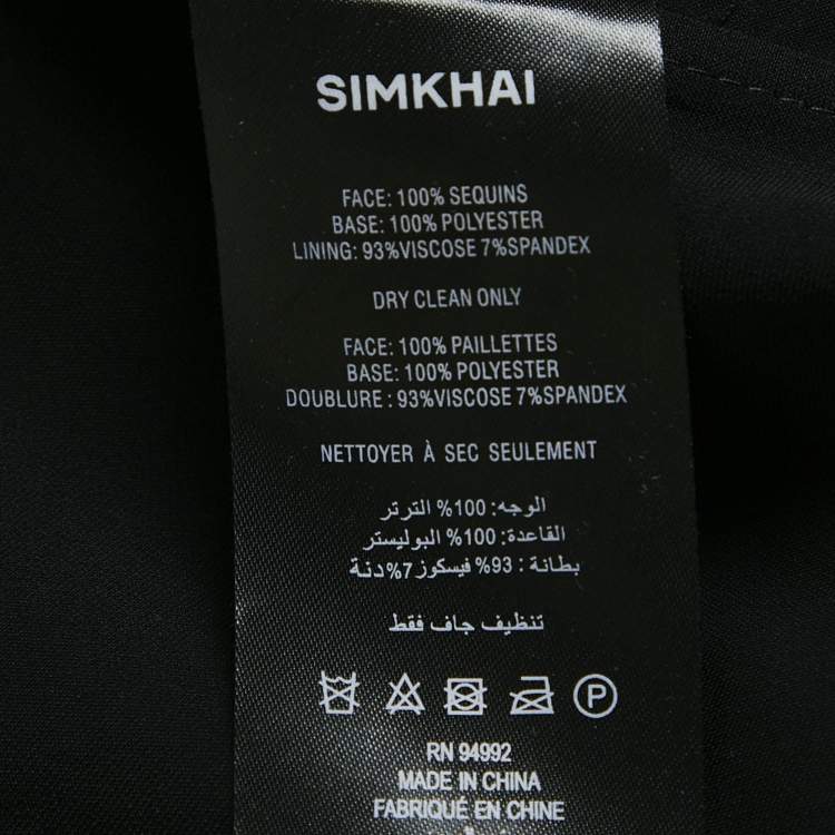 Pre Owned Jonathan Simkhai Black Honeycomb Sequin Mesh Ainaz Long Dress S
