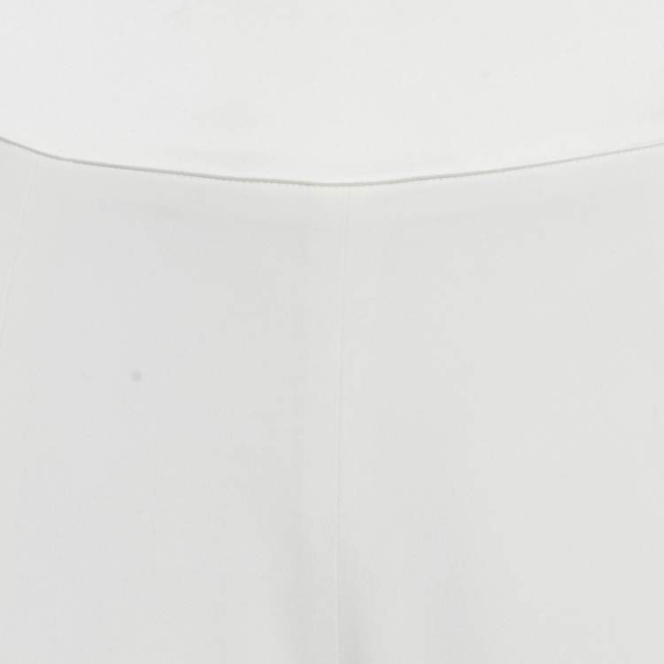 Pre Owned Jonathan Simkhai Ivory Satin Trim Crepe Flared Trousers M