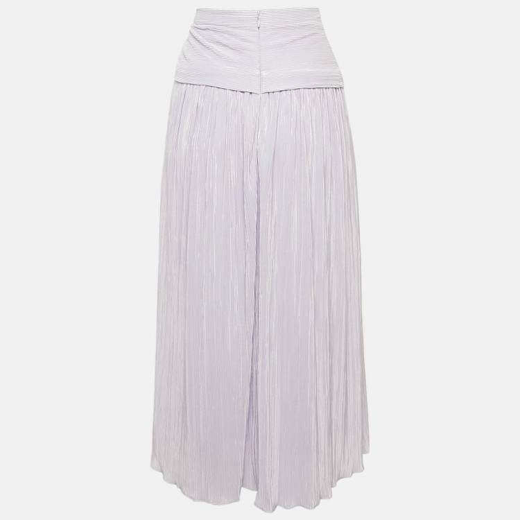 مملوكة مسبقًا Jonathan Simkhai Light Purple Lurex Plisse Knotted Midi Skirt M
