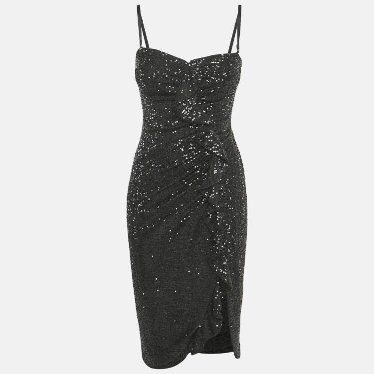 Pre Owned Jonathan Simkhai Black Sequined Midi Dress S
