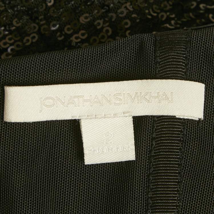 Pre Owned Jonathan Simkhai Black Sequined Midi Dress S