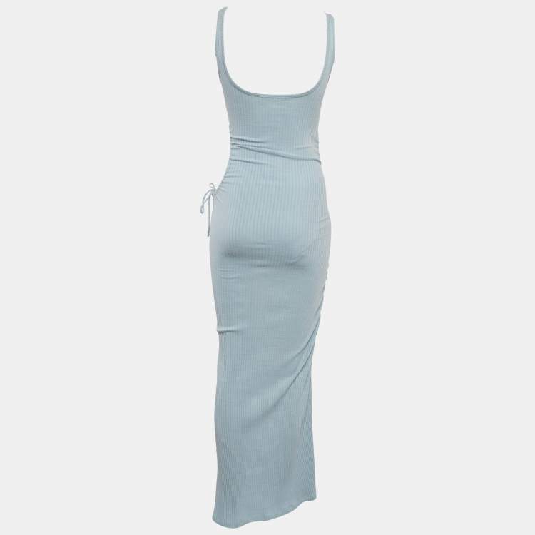 Pre Owned Jonathan Simkhai Light Blue Rib Knit CutOut Detail Maxi Dress S