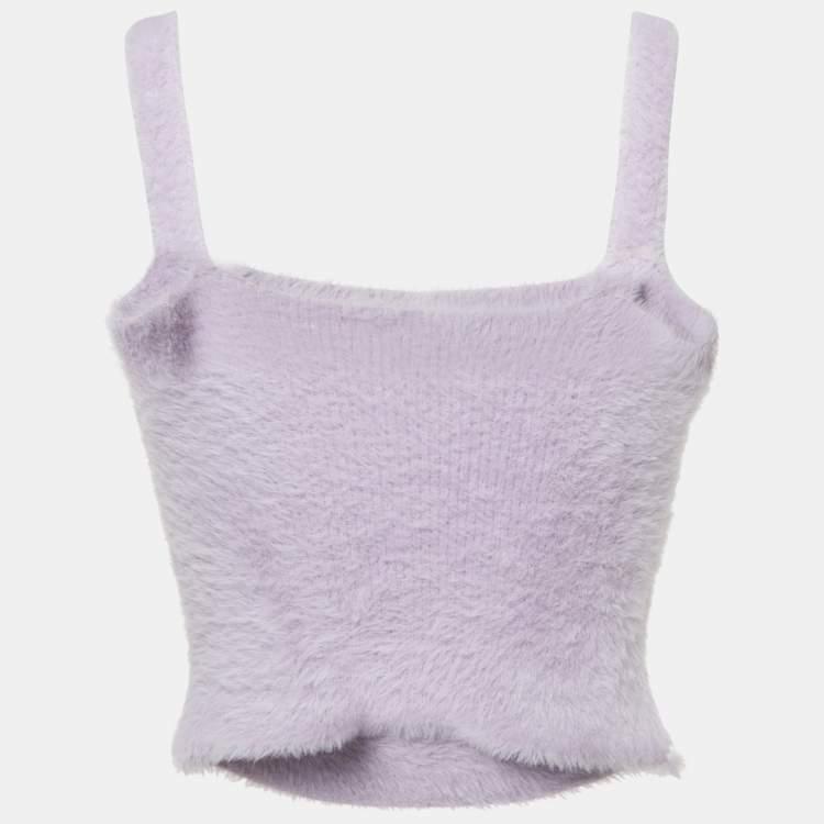 مملوكة مسبقًا Jonathan Simkhai Purple Fur Sleeveless Crop Top M