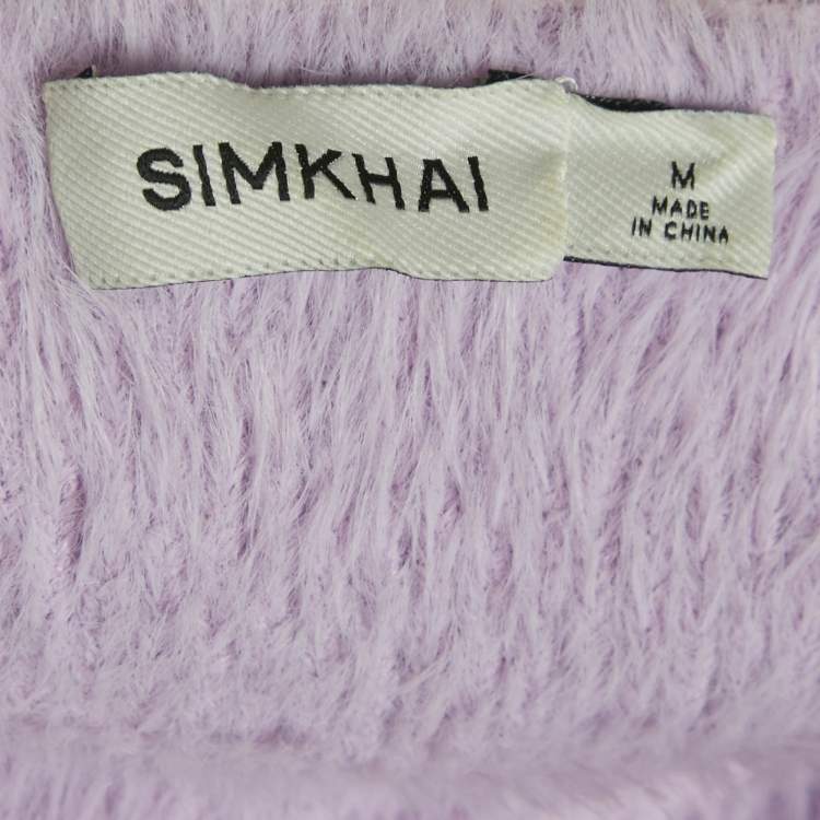 مملوكة مسبقًا Jonathan Simkhai Purple Fur Sleeveless Crop Top M