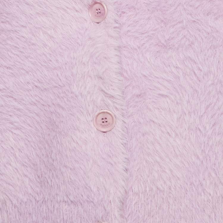 Pre Owned Jonathan Simkhai Lavender Faux Fur Buttoned Cardigan M