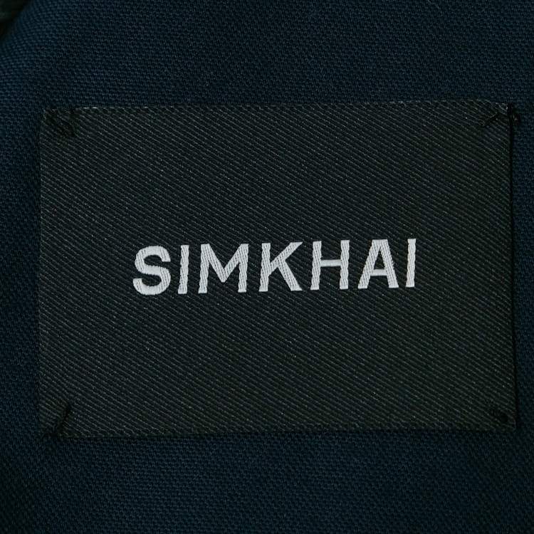 Pre Owned Jonathan Simkhai Navy Blue Cotton Double Breasted Olina Cropped Jacket S