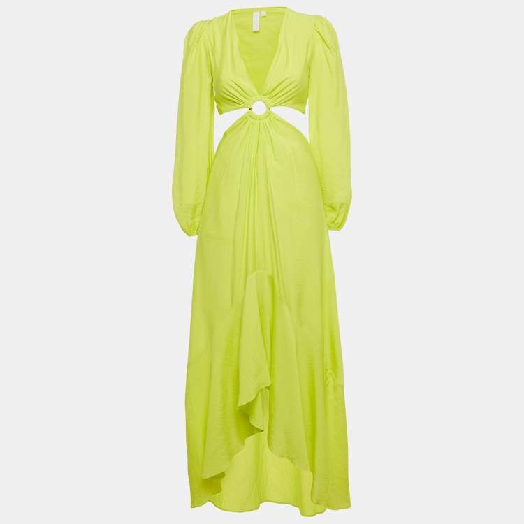 Pre Owned Jonathan Simkhai Neon Green Cut -Out Jaelynn Maxi Dress XS