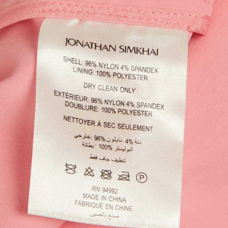 Pre Owned Jonathan Simkhai Pink Nylon Wide Leg Trousers M 