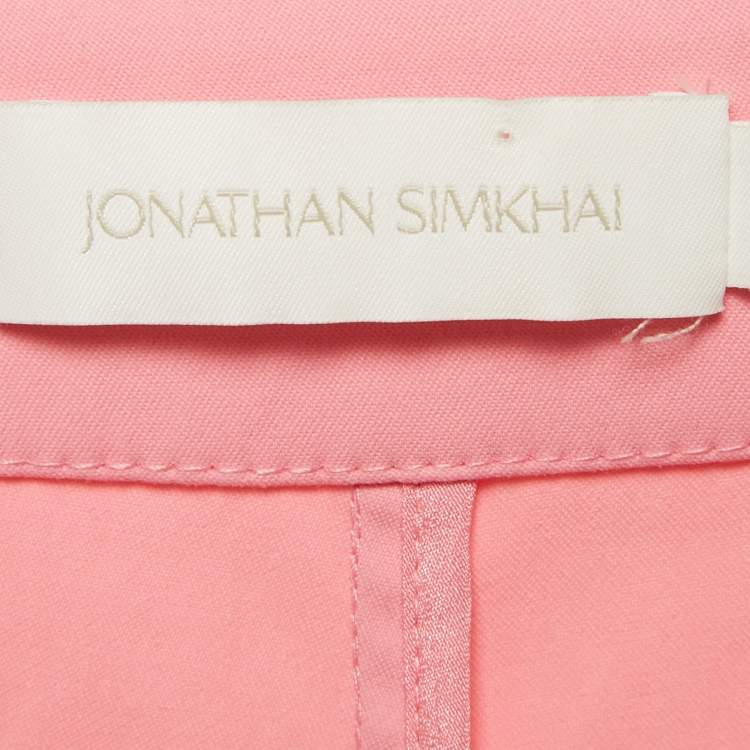 Pre Owned Jonathan Simkhai Pink Nylon Wide Leg Trousers M 