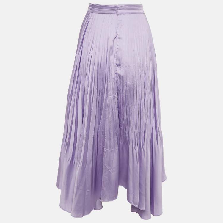 مملوكة مسبقًا Jonathan Simkhai Lavender Plisses Buckle Detail Mckenna Midi Skirt M