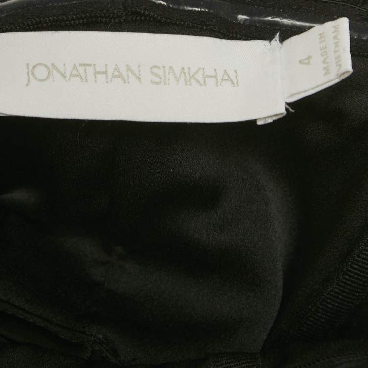 Pre Owned Jonathan Simkhai Black Taffeta Ruffled Leonora Corset Top S