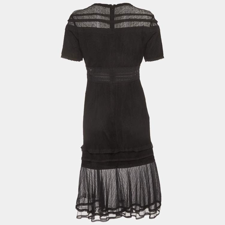 Pre Owned Jonathan Simkhai Black Lace Tulle Midi Dress S