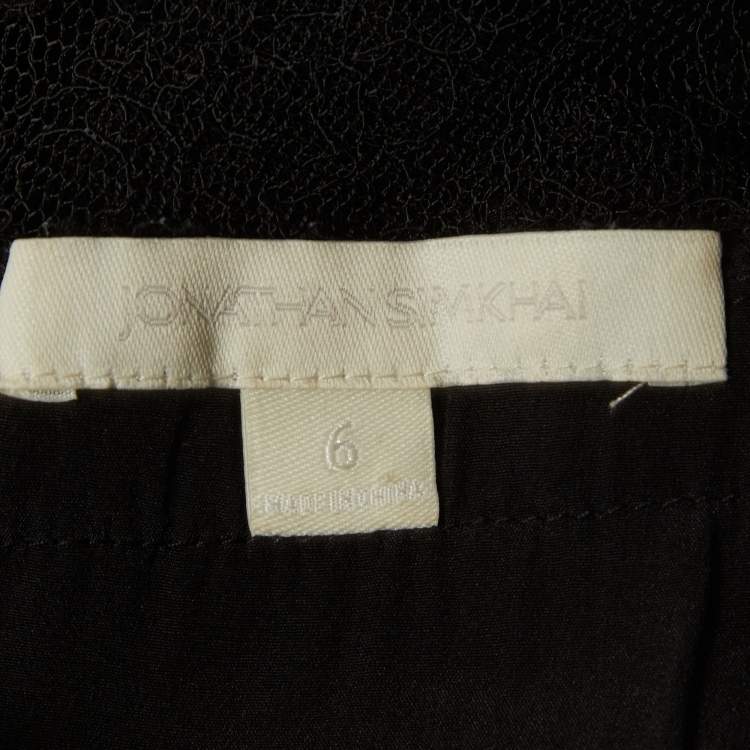 Pre Owned Jonathan Simkhai Black Lace Tulle Midi Dress S