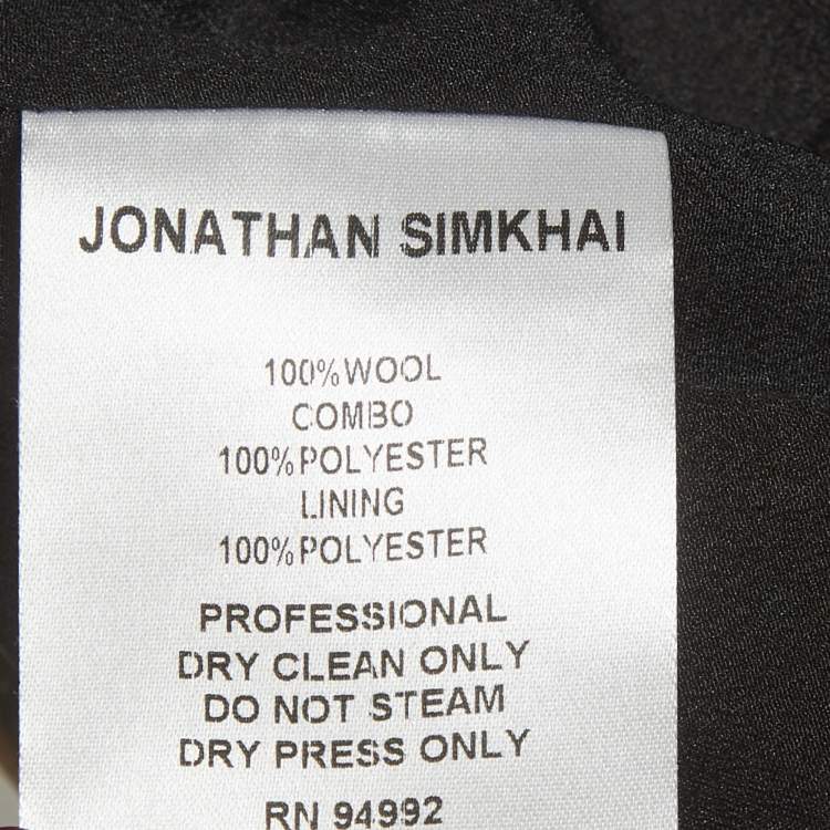 Pre Owned Jonathan Simkhai Grey Check Wool Lace Applique Midi Skirt S