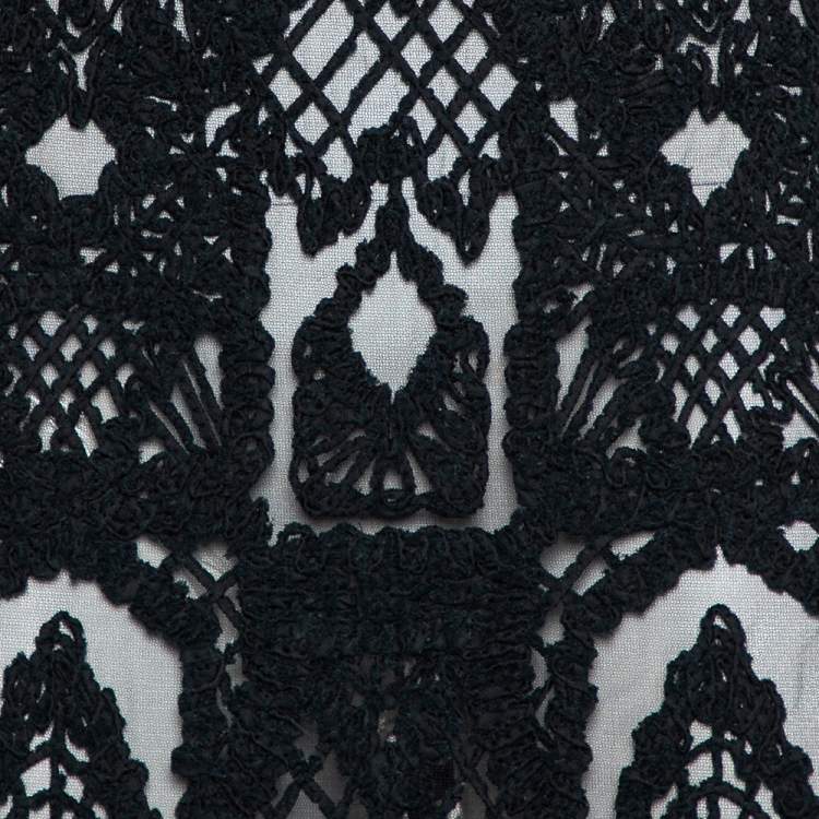 Pre Owned Jonathan Simkhai Black Lace & Tulle Mermaid Sheer Gown M