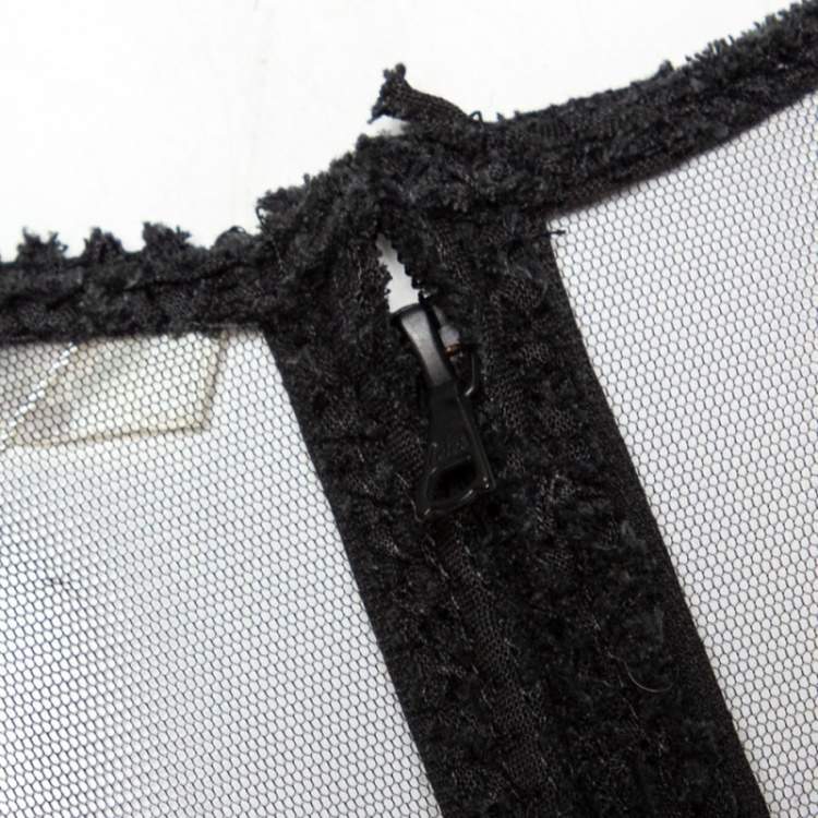 Pre Owned Jonathan Simkhai Black Lace & Tulle Mermaid Sheer Gown M