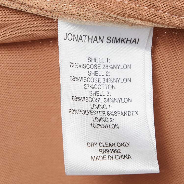 Pre Owned Jonathan Simkhai Peach Lace Midi Dress M