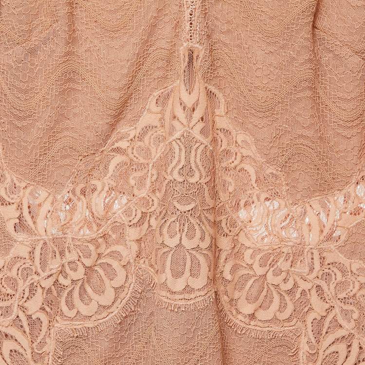 Pre Owned Jonathan Simkhai Peach Lace Midi Dress M