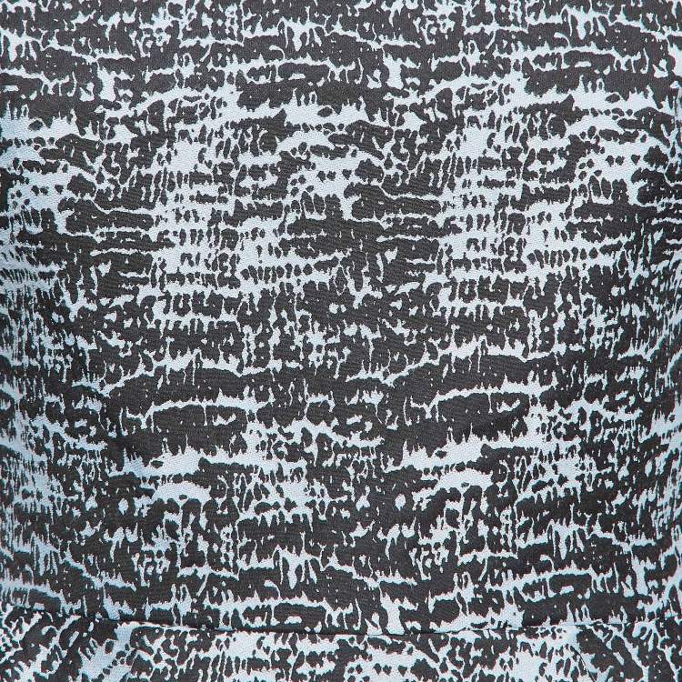 Pre Owned Jonathan Simkhai Blue/Black Patterned Nylon and Cotton Short Dress S