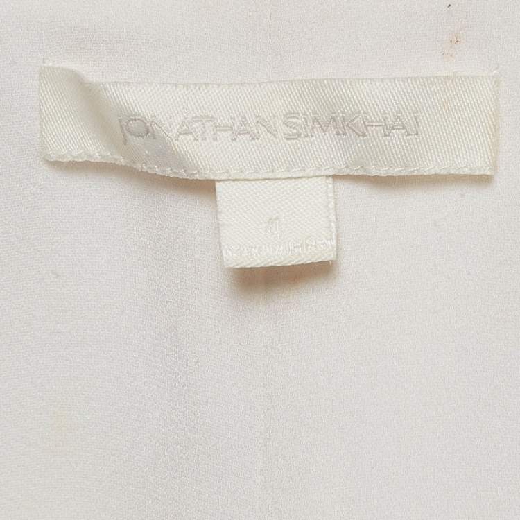 Pre Owned Jonathan Simkhai White Lace-up Crepe Flounce Top S