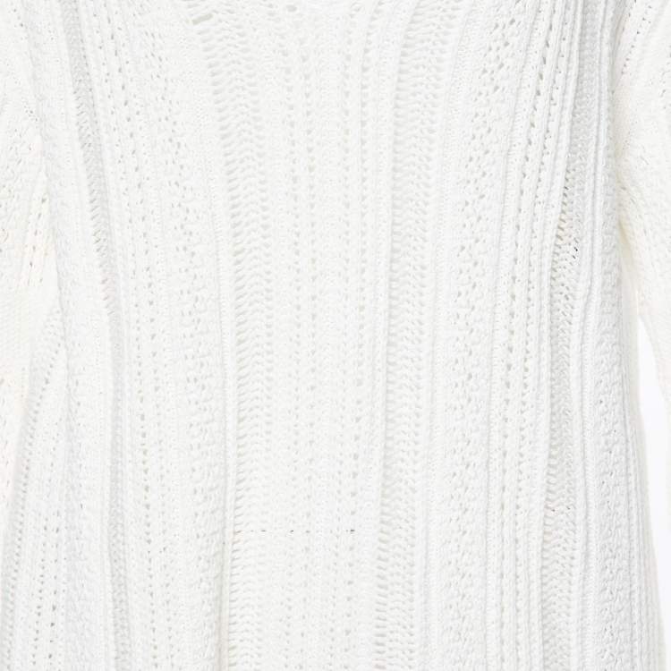 Pre Owned Jonathan Simkhai White Chunky Knit Rayna Cut-Out Poncho M