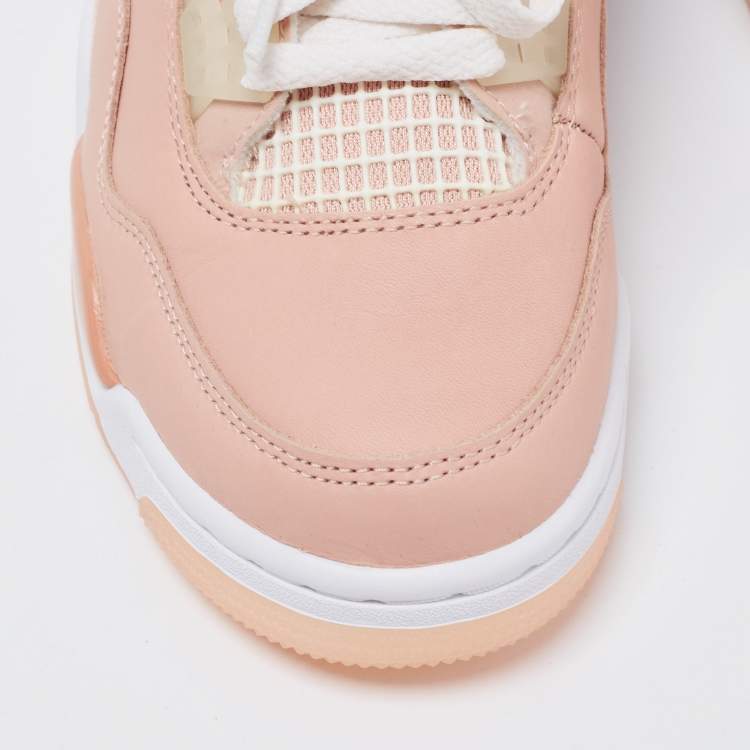 Pre Owned Jordan Peach Pink Nubuck Leather Air Jordan Retro 4 High Top Sneakers Size 38
