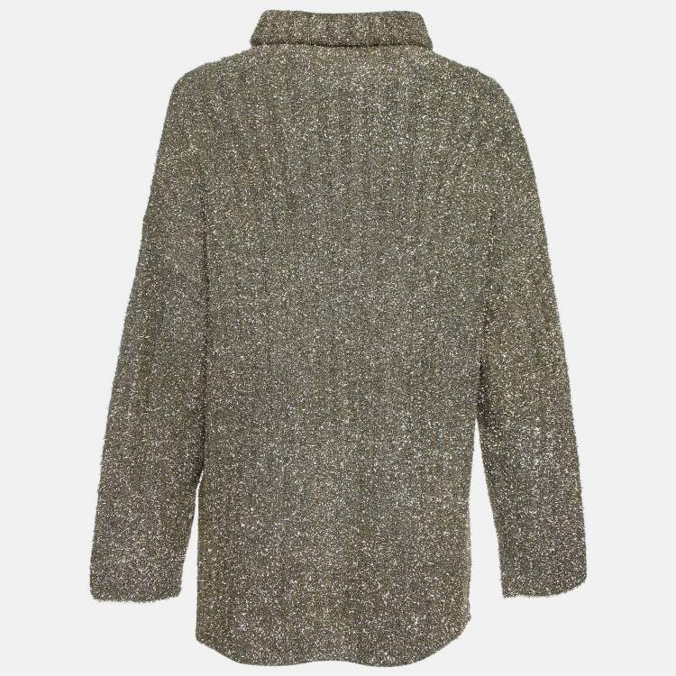 Pre Owned Joseph Metallic Lurex Knit High Neck Jumper XS