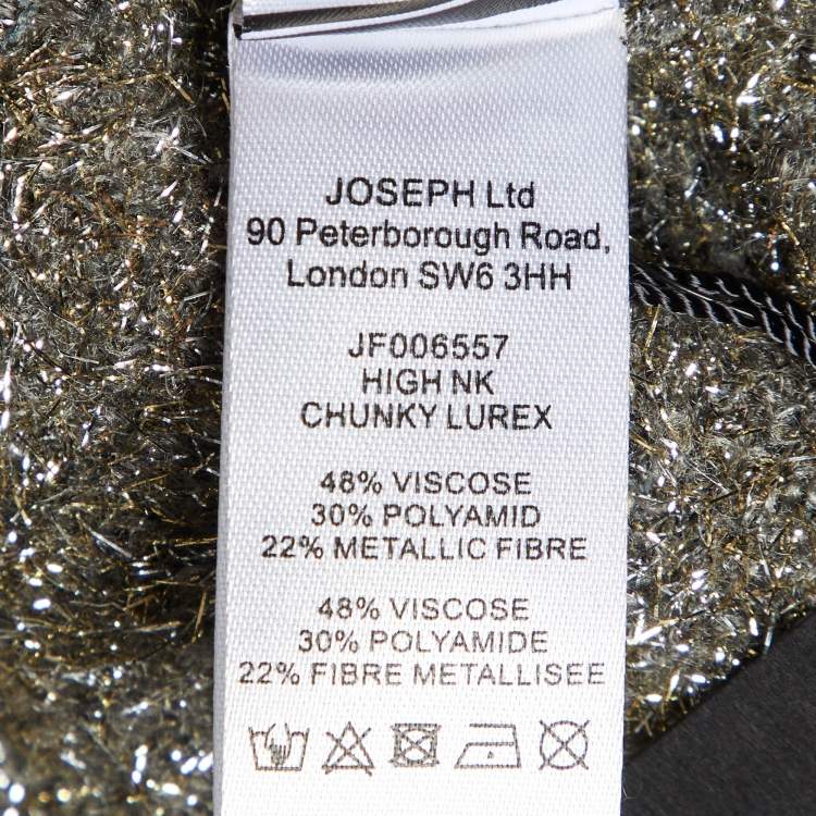 Pre Owned Joseph Metallic Lurex Knit High Neck Jumper XS