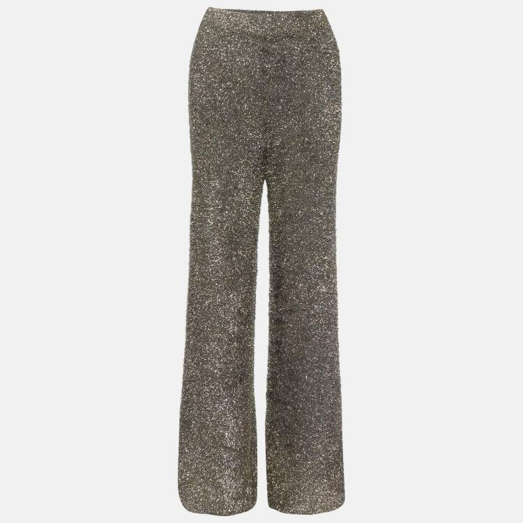 Pre Owned Joseph Metallic Lurex Knit Wide Leg Pants XS