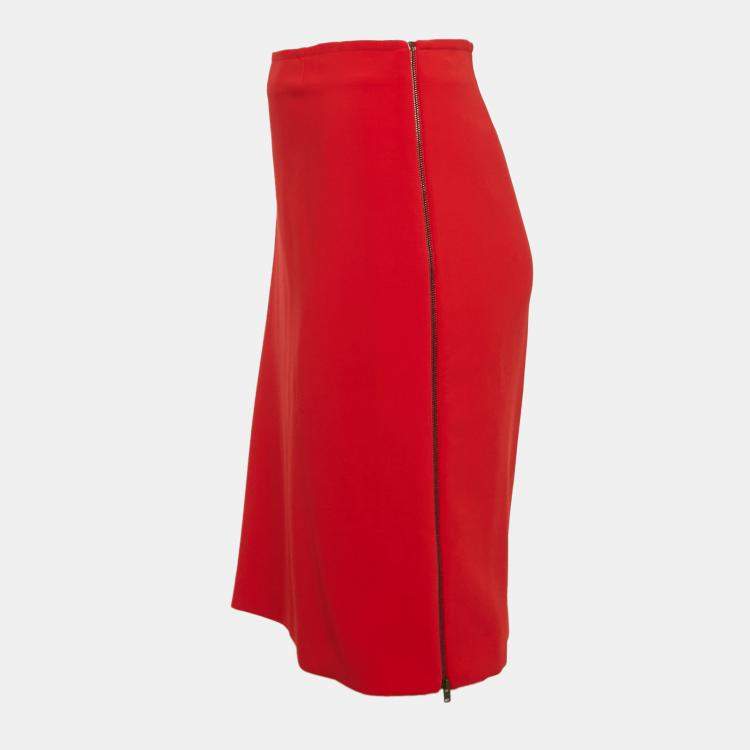 Pre Owned Joseph Red Crepe Zip-Up Skirt L