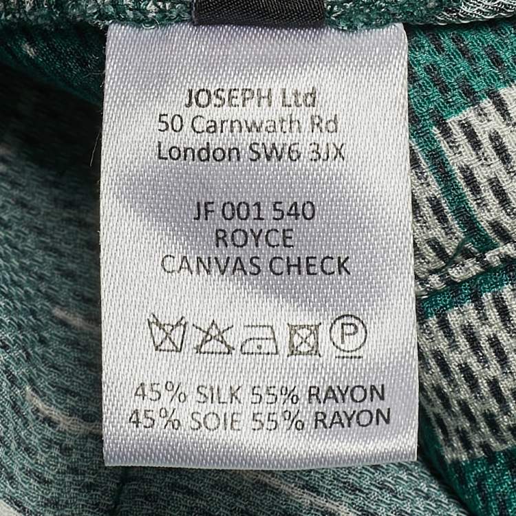 Pre Owned Joseph Green Check Silk Lightweight Belted Jacket L