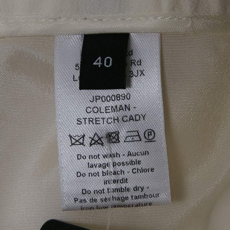 Pre Owned Joseph Ivory Stretch Cream Coleman Trousers M