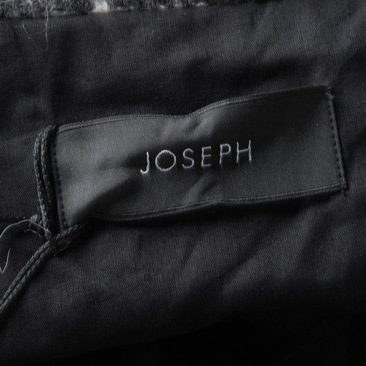 Pre Owned Joseph Grey Check Jersey and Jacquard Wool Al Maxi Overcoat L