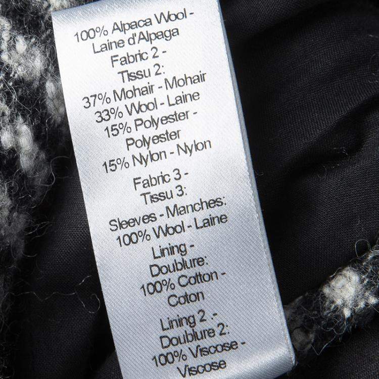 Pre Owned Joseph Grey Check Jersey and Jacquard Wool Al Maxi Overcoat L