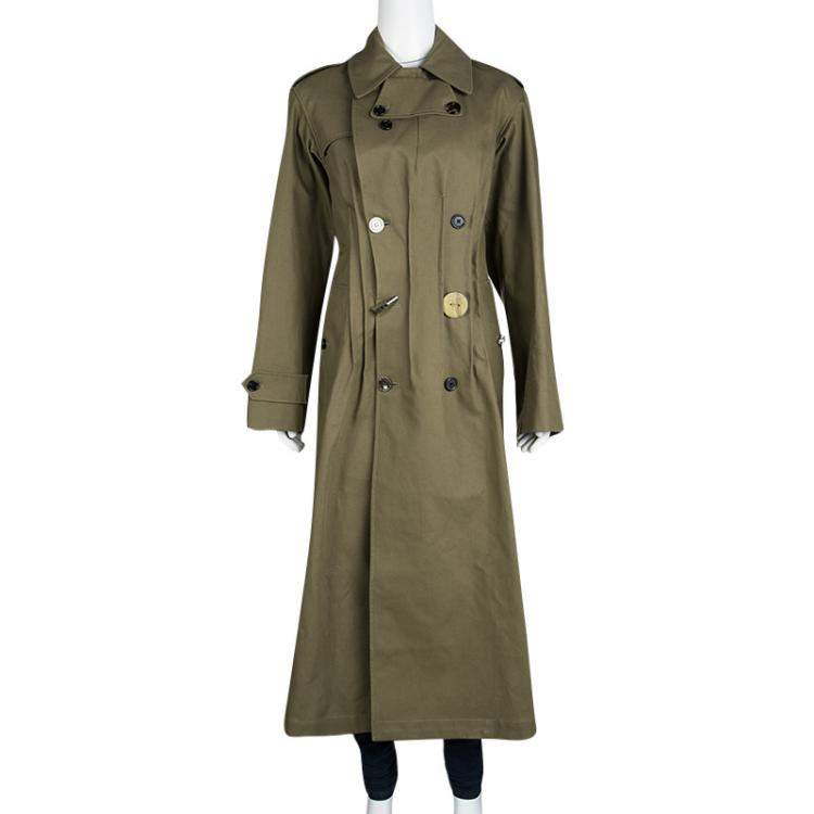 Pre Owned Joseph Khaki Twist Cotton Urb Double Breasted Trench Coat M