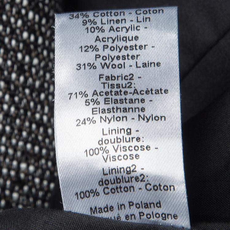 Pre Owned Joseph Tricolor Techno Tweed  Zip Detail Preston Long Coat L